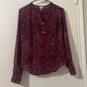 Converse Burgundy Patterned Blouse Size S
